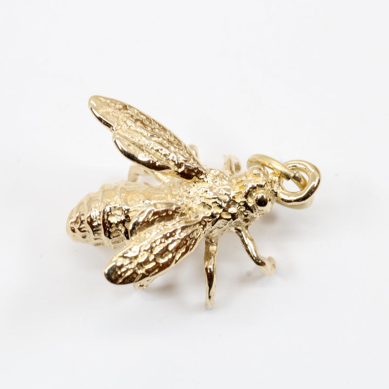 Honeybee Charm in Actual Size made in solid 14kt gold for a beekeeper