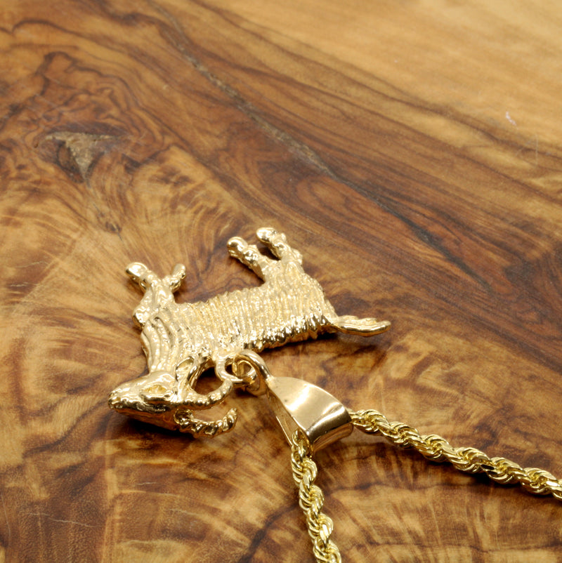 Large Gold G.O.A.T. goat Necklace made in solid 14kt gold for him or her