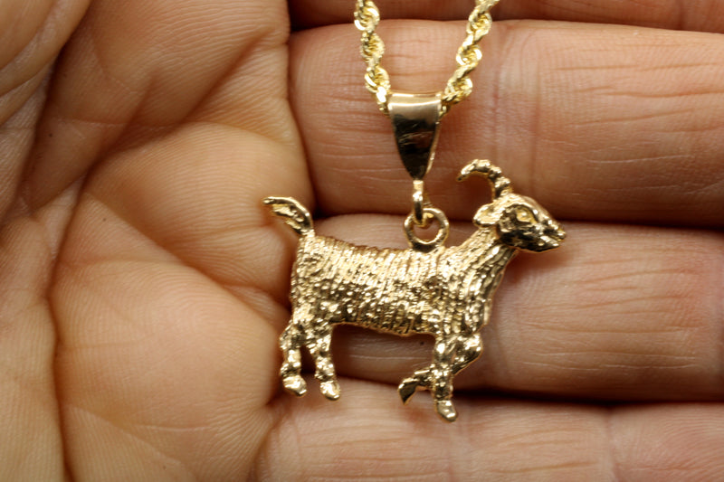 Large Gold G.O.A.T. goat Necklace made in solid 14kt gold for him or her
