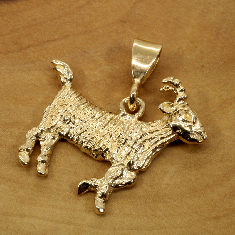 Large Gold G.O.A.T. goat Necklace made in solid 14kt gold for him or her