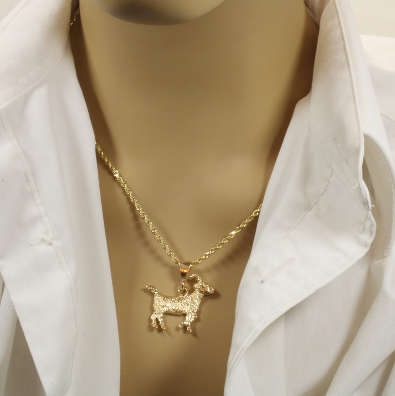 Large Gold G.O.A.T. goat Necklace made in solid 14kt gold for him or her