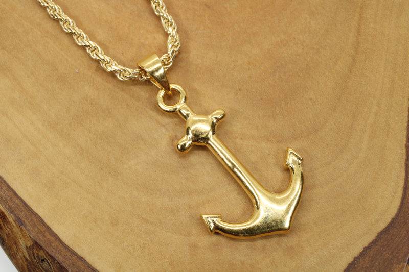 Large Gold Anchor Necklace for him or her made in 14kt gold vermeil