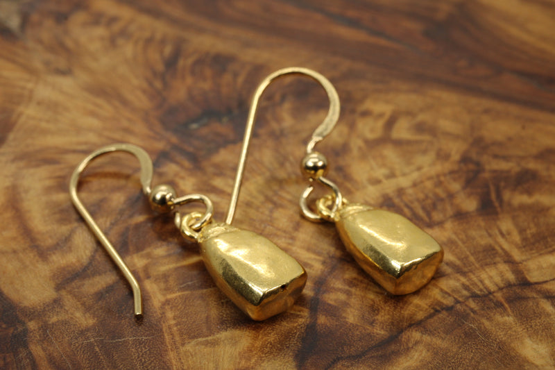 Gold Corn Kernel Earrings with 14kt Gold Vermeil Seed Corn