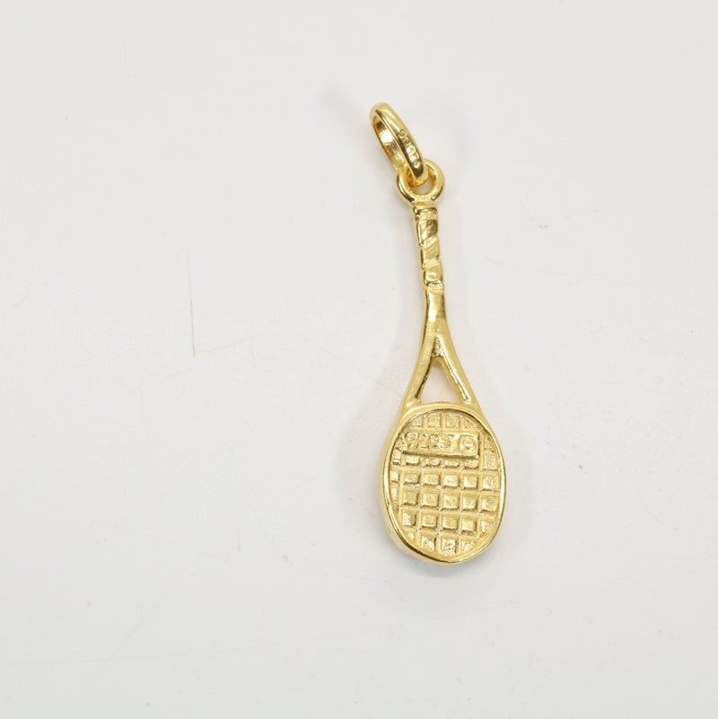 Gold 3d Tennis Racket Necklace for him or her made in 14kt gold vermeil