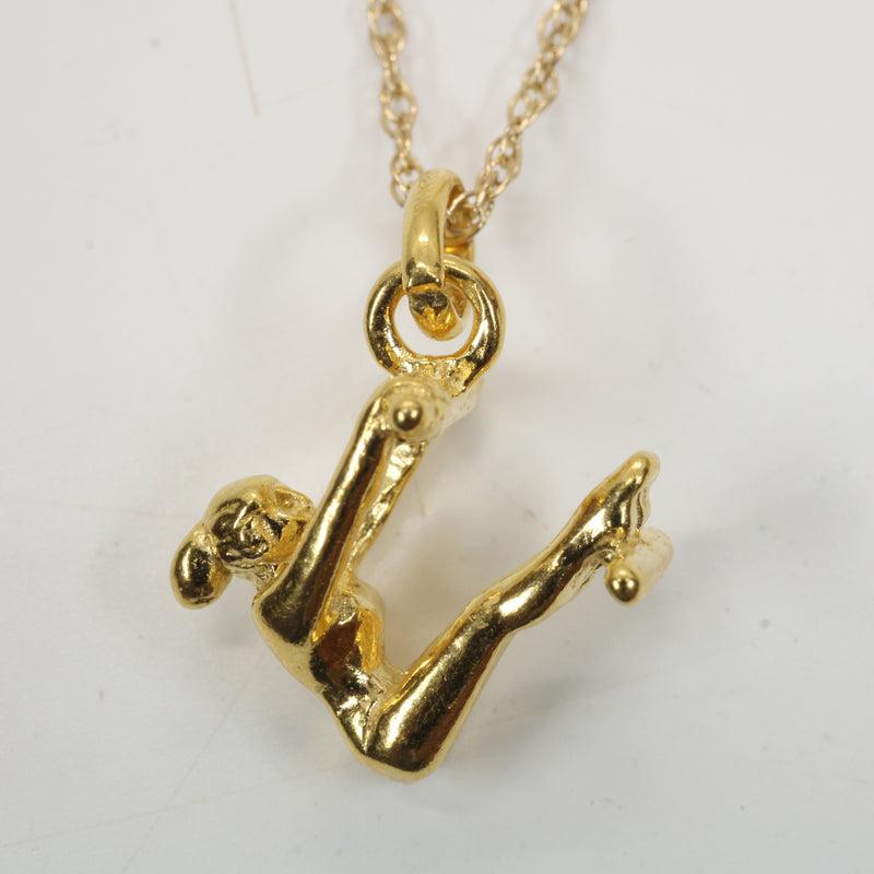 Gold Uneven Bars Gymnast necklace made in 14kt gold Vermeil