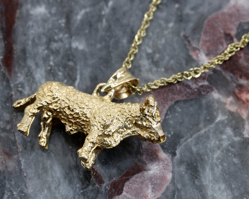 Prize Hereford or Charolais Bull Necklace in Solid 14kt gold for cattle rancher