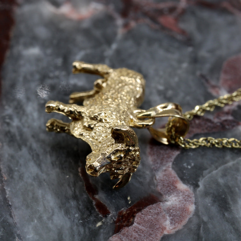 Prize Hereford or Charolais Bull Necklace in Solid 14kt gold for cattle rancher