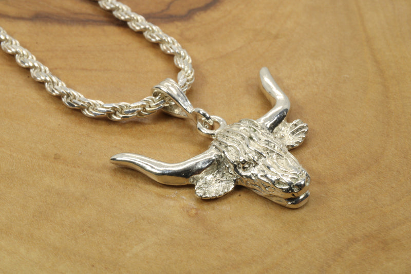 Highland Cattle Necklace made in solid 925 Sterling Silver for Him or Her