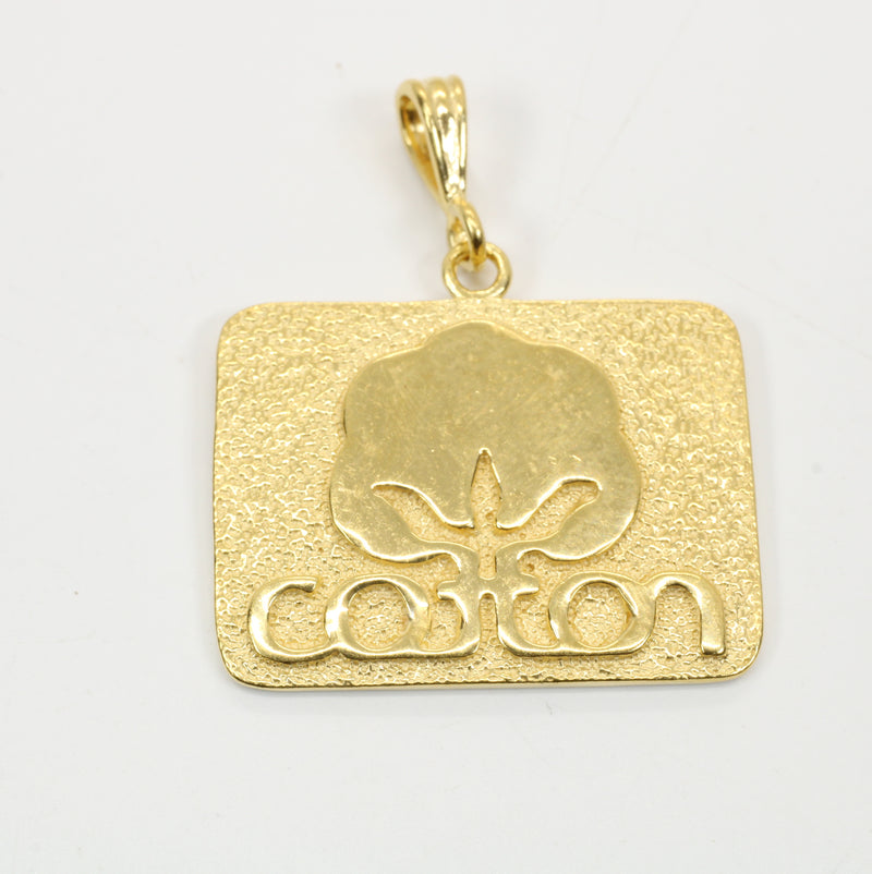 Large Gold Cotton Inc Necklace for him on rope chain in Gold Vermeil