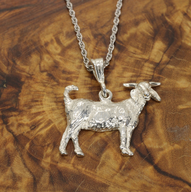 Large Silver Boer Goat Necklace for Her Made In 925 Sterling Silver