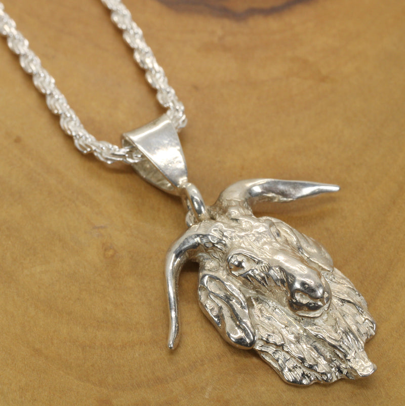 Large G.O.A.T. goat Head Necklace made in 925 Sterling Silver for him or her