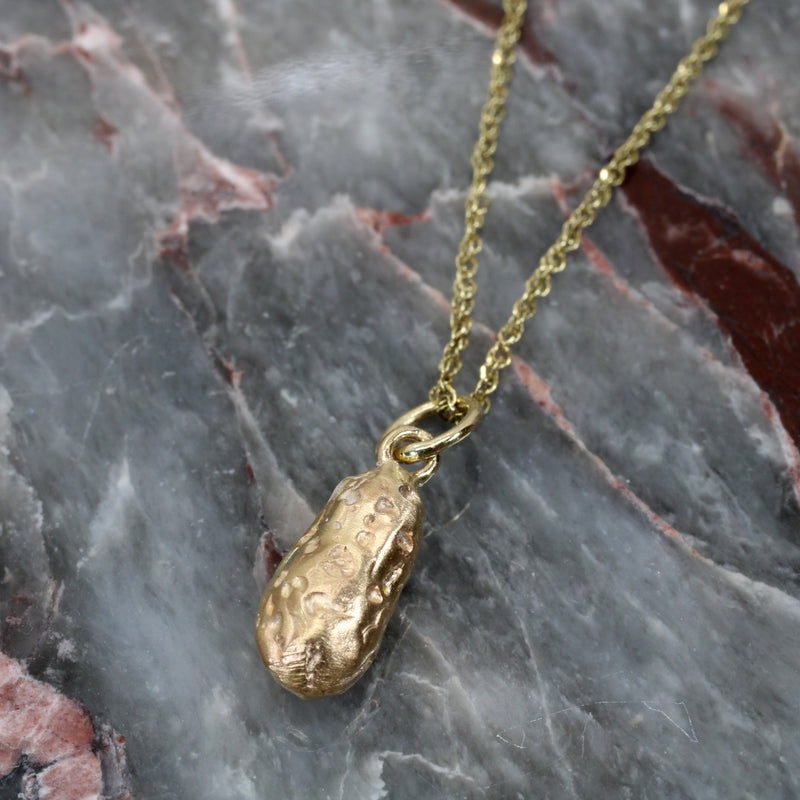 Gold Russet Potato Pendant Necklace for her made in Solid 14kt Gold