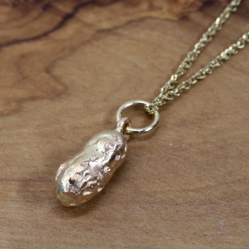 Gold Russet Potato Pendant Necklace for her made in Solid 14kt Gold