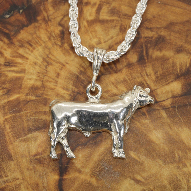 Angus Show Bull Necklace made in 925 Sterling Silver: Champion Cattle Jewelry