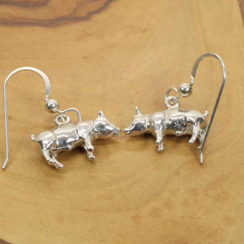 Pig Dangle Earrings made in 925 Sterling Silver