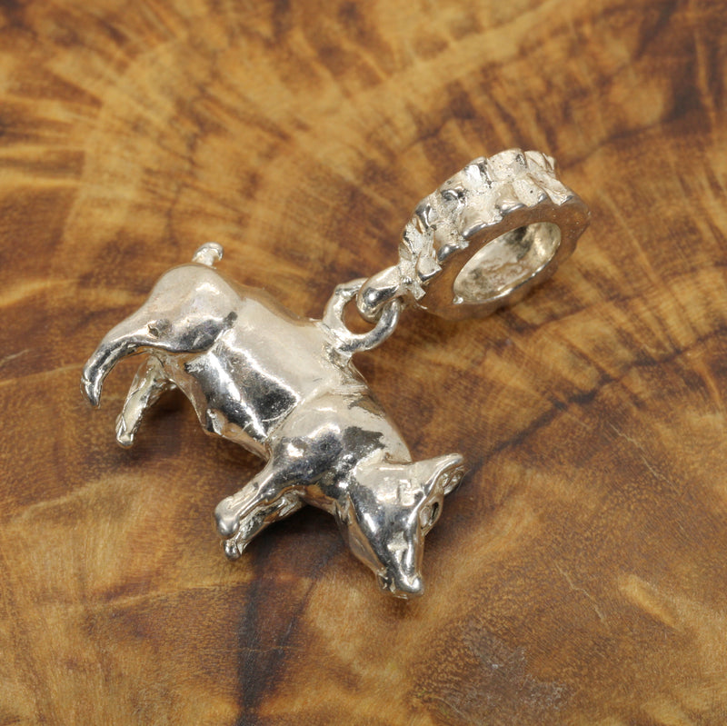 Sterling Silver Pig Slide Bracelet Charm: Show Pig Jewelry