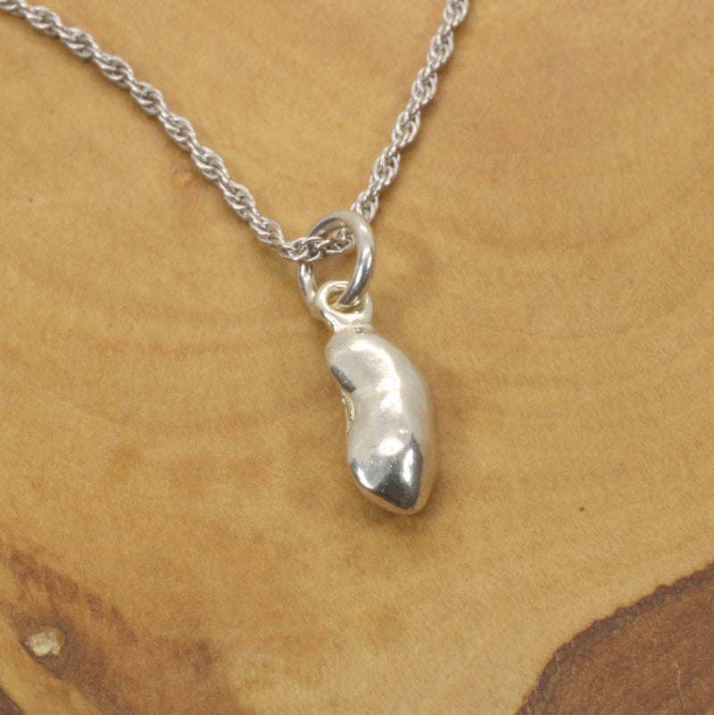 Silver pinto bean or black-eyed pea necklace or charm made in 925 Sterling Silver