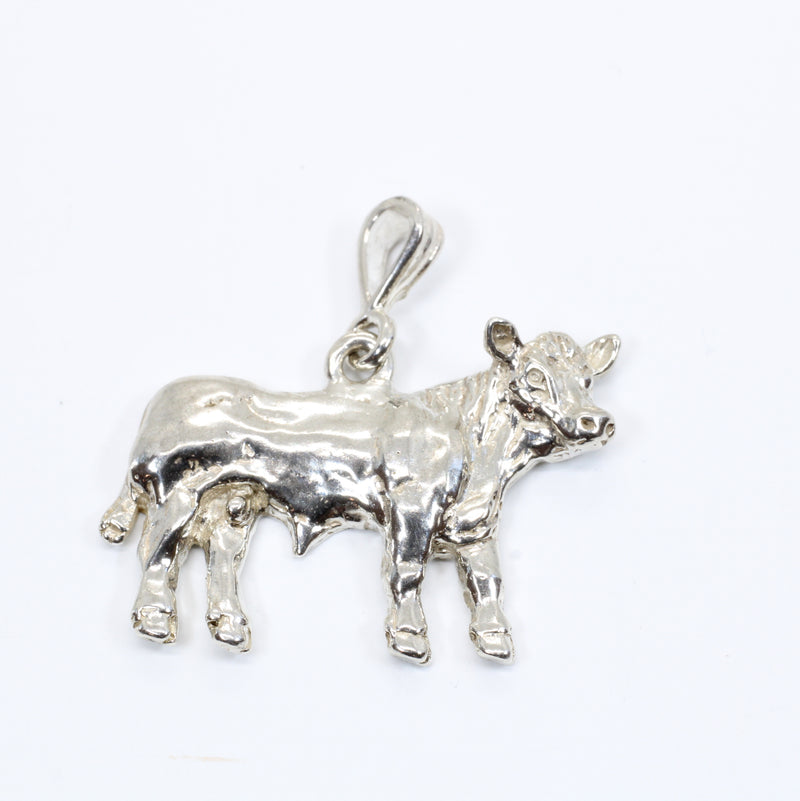 Large Prize Charolais or Hereford Bull Necklace in 925 Sterling Silver