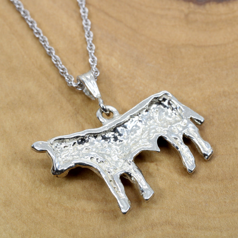 Large Prize Charolais or Hereford Bull Necklace in 925 Sterling Silver