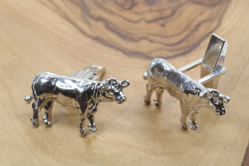 Charolais or Hereford Silver Cow Cuff Links in 925 Sterling Silver
