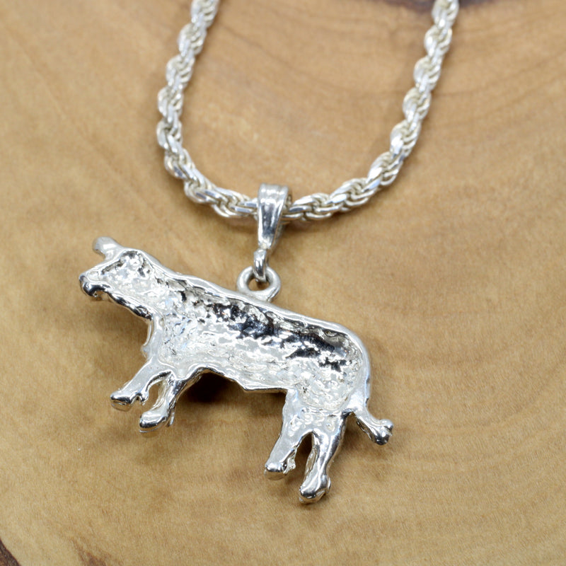 Large Show Charolais or Hereford Cow Necklace in 925 Sterling Silver