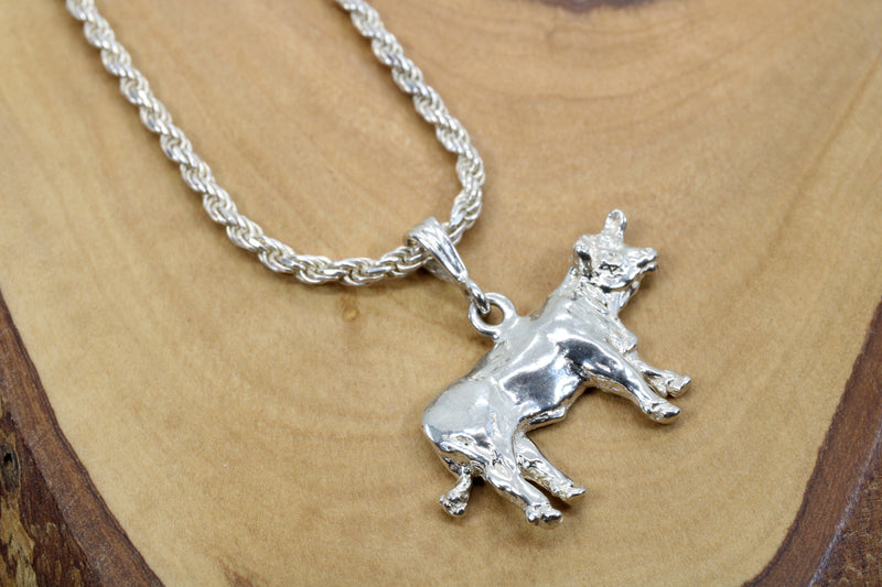 Large Show Charolais or Hereford Cow Necklace in 925 Sterling Silver