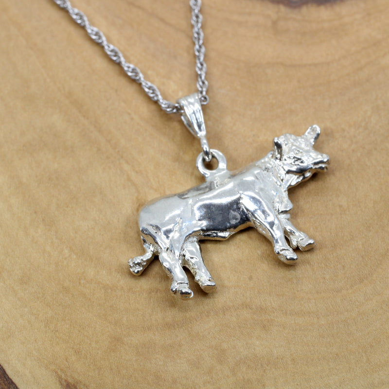 Large Show Charolais or Hereford Cow Necklace in 925 Sterling Silver