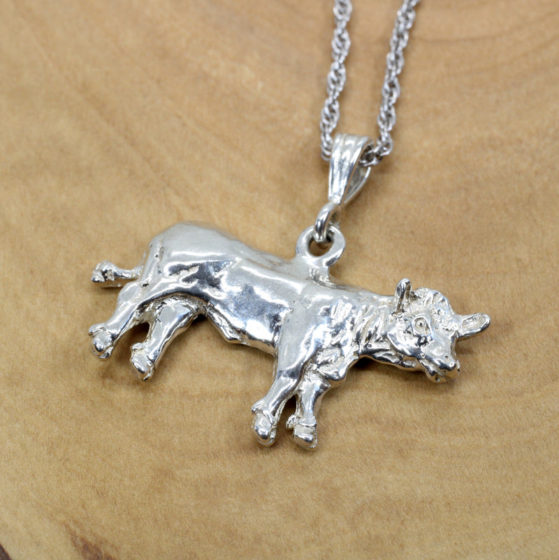 Large Show Charolais or Hereford Cow Necklace in 925 Sterling Silver