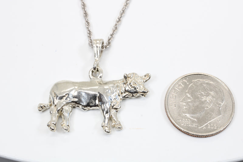 Large Show Charolais or Hereford Cow Necklace in 925 Sterling Silver