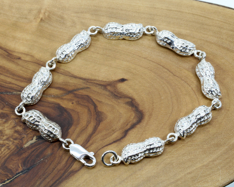 Silver Peanut link bracelet with medium size peanuts
