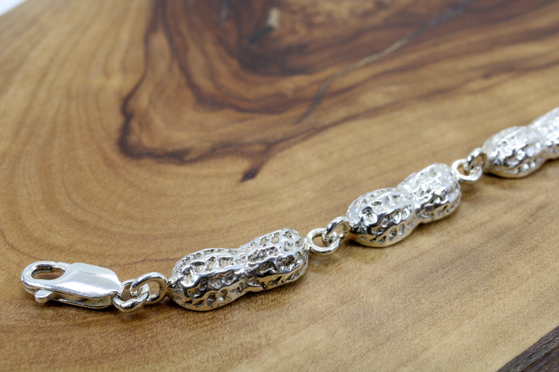 Silver Peanut link bracelet with medium size peanuts