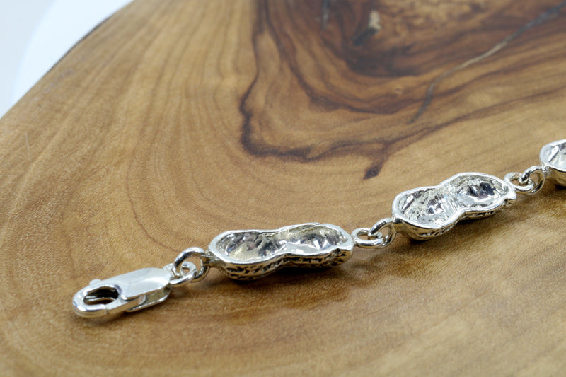 Silver Peanut link bracelet with medium size peanuts