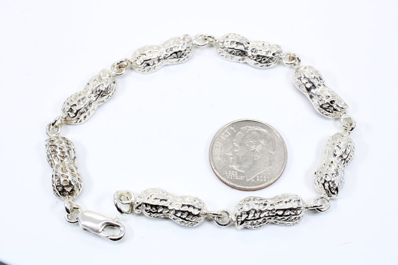 Silver Peanut link bracelet with medium size peanuts