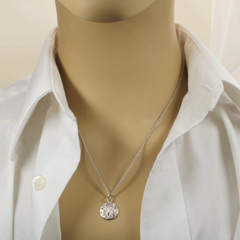 Silver Sand Dollar Necklace or charm for her made in 925 Sterling Silver