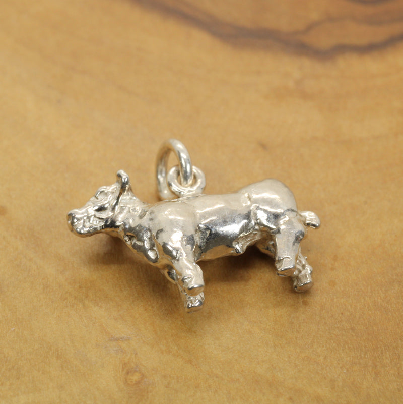 Silver Show Steer Charm made in solid 925 Sterling Silver