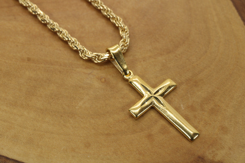 Gold Cross Medium Necklace for him or her made in gold vermeil,CR201