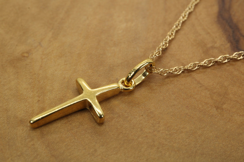 Small Gold Cross Necklace for him or her made in gold vermeil, CR 200