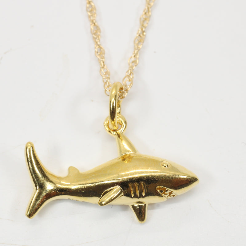 Small Gold Shark Necklace for him or her made in 14kt gold vermeil