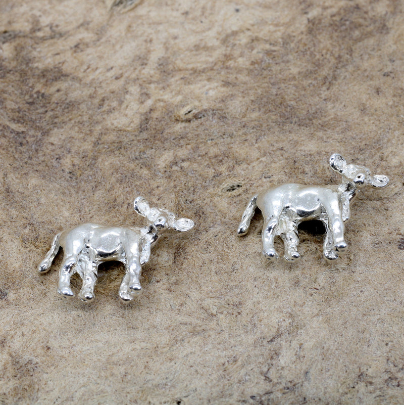 Tiny Baby Calf Stud Earrings for her in solid 925 Sterling Silver