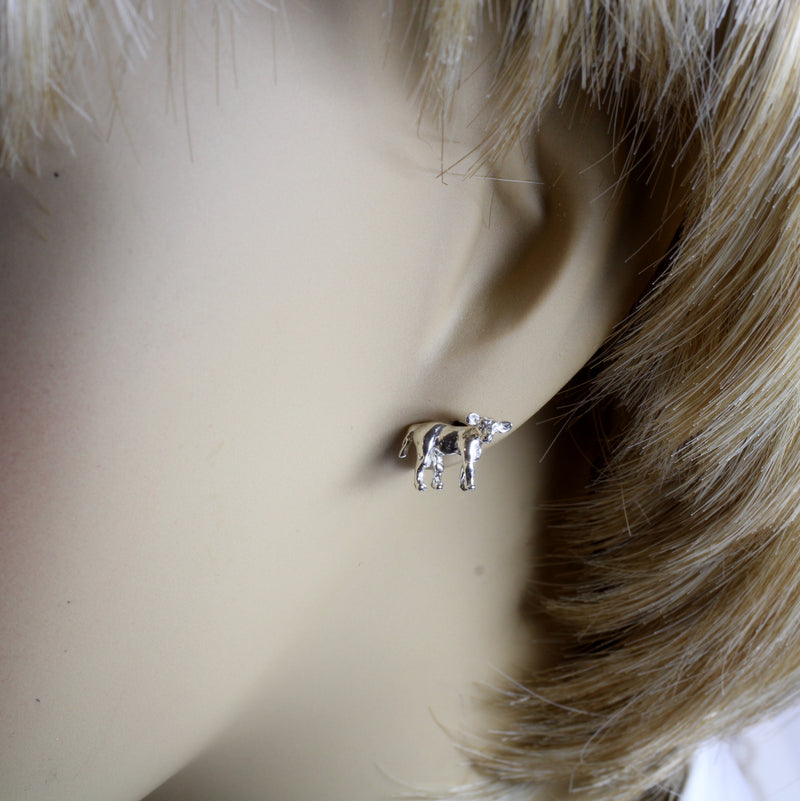 Tiny Baby Calf Stud Earrings for her in solid 925 Sterling Silver