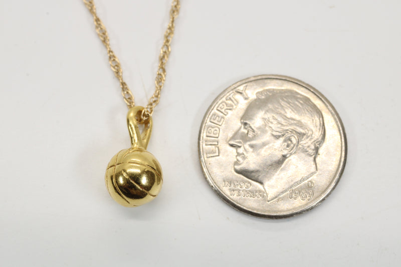 Tiny Gold 3D Basketball Necklace for her made in 14kt gold vermeil