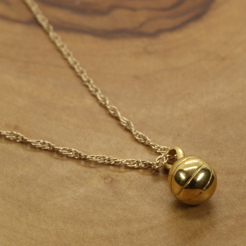Tiny Gold 3D Basketball Necklace for her made in 14kt gold vermeil