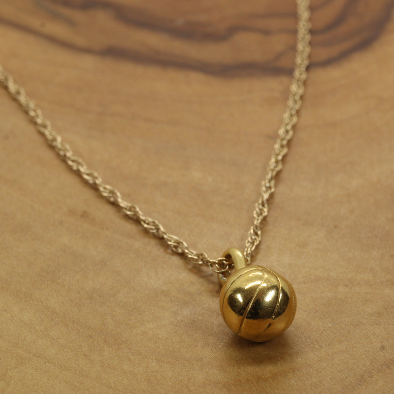 Tiny Gold 3D Basketball Necklace for her made in 14kt gold vermeil
