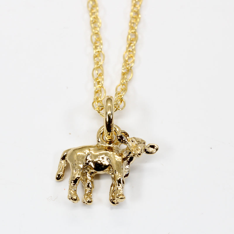 Gold Tiny Calf Necklace for her made in 14kt yellow gold vermeil