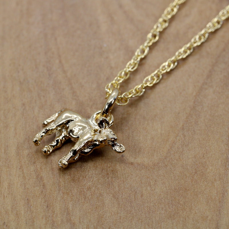 Gold Tiny Calf Necklace for her made in 14kt yellow gold vermeil