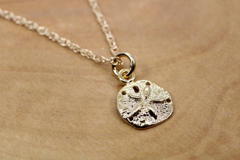 Tiny Gold Sand Dollar Necklace or charm for her made in 14kt gold vermeil