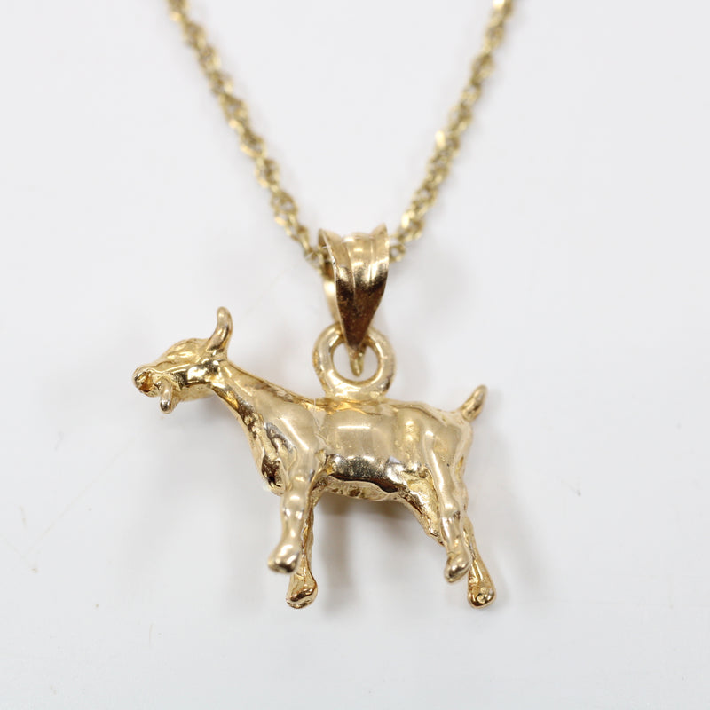 Gold Toggenburg Swiss Dairy Goat Necklace with Solid 14kt Gold 3D Goat