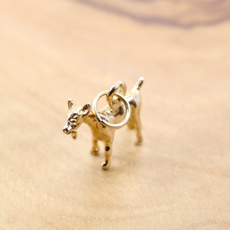 Gold Toggenburg Swiss Dairy Goat Necklace with Solid 14kt Gold 3D Goat