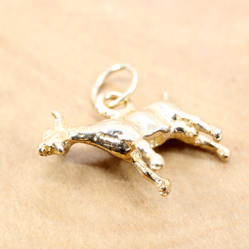 Gold Toggenburg Swiss Dairy Goat Necklace with Solid 14kt Gold 3D Goat