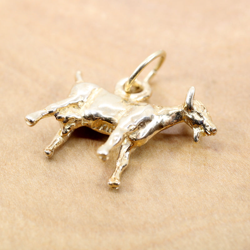 Gold Toggenburg Swiss Dairy Goat Necklace with Solid 14kt Gold 3D Goat